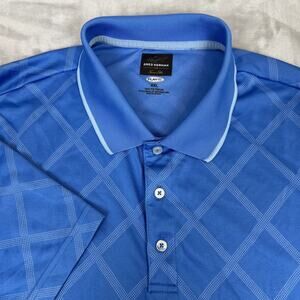 Greg Norman Shirt Mens XXL Blue Geometric Golf Polo Dad Play Dry Athletic